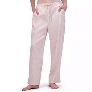 Tahari Pajama Pant Pink Pattern Women's Straight Leg Satin Size Large